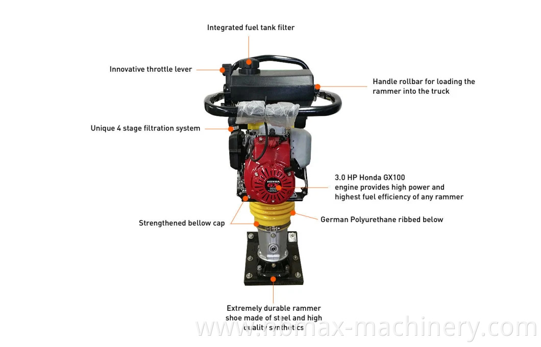 Gtr80 Factory Price Honda Engine Vibrating Tamper Rammer for Sale